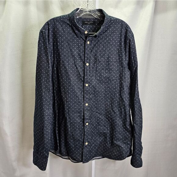 All Saints Other - All Saints Blue Cotton Button Down Shirt Size Large
